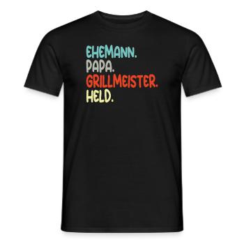 Ehemann Papa Grillmeister Held Vaterschaft - Männer T-Shirt - Schwarz - Vorne - AI Model Male 178 light (178cm)