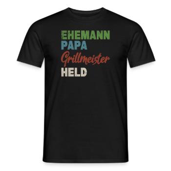 Vintage Vater Ehemann Papa Grillmeister Held - Männer T-Shirt - Schwarz - Vorne - AI Model Male 178 light (178cm)