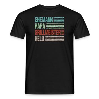 Ehemann Papa Grillmeister Held Vaterschaft - Männer T-Shirt - Schwarz - Vorne - AI Model Male 178 light (178cm)