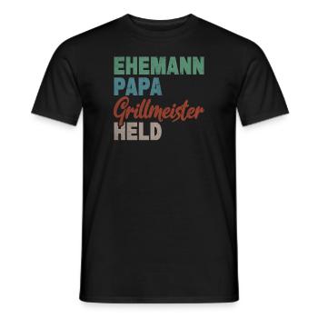 Ehemann Papa Grillmeister Held Vaterschaft - Männer T-Shirt - Schwarz - Vorne - AI Model Male 178 light (178cm)