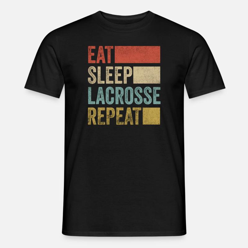 Retro Eat Sleep Lacrosse Repeat Lacrosse - Männer T-Shirt - Schwarz