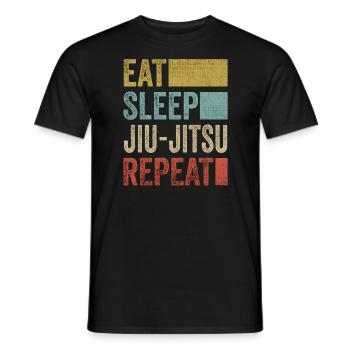 Essen Schlafen Jiu-Jitsu Wiederholen Lustiges Brazilian Jiu - Männer T-Shirt - Schwarz - Vorne - AI Model Male 178 light (178cm)