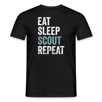 Essen Schlafen Pfadfinder T-Shirt Pfadfinderführer Lustig - Männer T-Shirt - Schwarz - Vorne - AI Model Male 178 light (178cm)