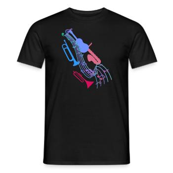 Jazz,Instruments,Partitions,Guitare,Musique - T-shirt homme - noir - Devant - AI Model Male 178 light (178cm)