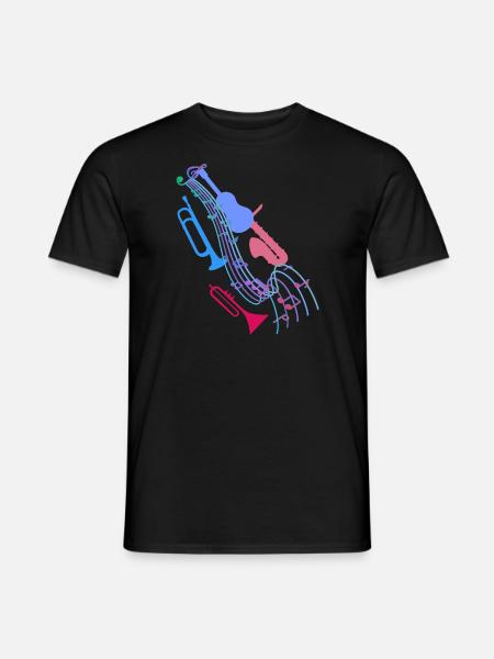 Jazz,Instrumente,Noten,Guitarre,Musik - Männer T-Shirt - Schwarz