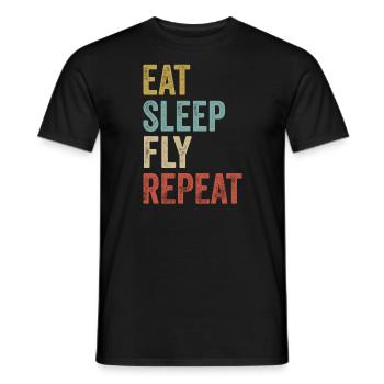 Essen Schlafen Fliegen Wiederholen Bekleidung Lustiger Luftfahrtpilot - Männer T-Shirt - Schwarz - Vorne - AI Model Male 178 light (178cm)