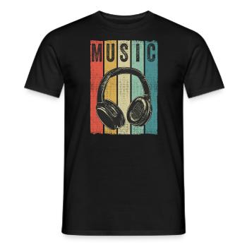 Vintage Retro Casque Chemise DJ Electronic - T-shirt homme - noir - Devant - AI Model Male 178 light (178cm)
