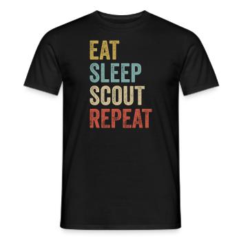 Retro Eat Sleep Scout Tee Boy Scouting Leader - Men's T-Shirt - black - Front - AI Model Male 178 light (178cm)