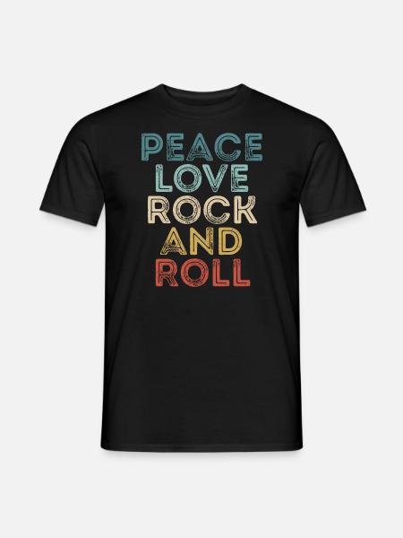 Peace Love Rock And Roll Tee RocknRoll Music - Men's T-Shirt - black