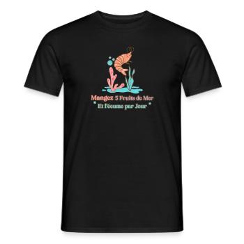 MANGEZ 5 FRUITS DE MER ET L'ÉCUME PAR JOUR - T-shirt homme - noir - Devant - AI Model Male 178 light (178cm)