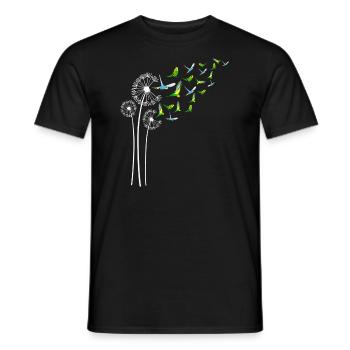 Budgie Dandelion Flower For Dandelions Parakeet - Men's T-Shirt - black - Front - AI Model Male 178 light (178cm)