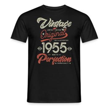 1955 vintage birthday Born 1955 - Men's T-Shirt - black - Front - AI Model Male 178 light (178cm)