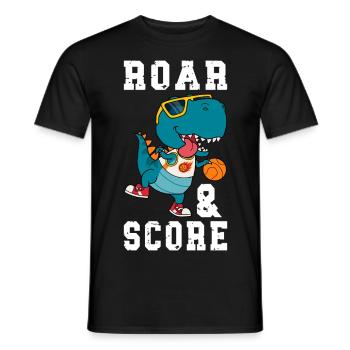 Basketball Dino T-Rex Player Sports Comic Cartoon - Men's T-Shirt - black - Front - AI Model Male 178 light (178cm)