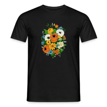 Blumengesteck Typ 70er Jahre - Männer T-Shirt - Schwarz - Vorne - AI Model Male 178 light (178cm)