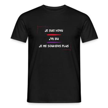 Venu Bu Souviens Plus. Cadeau Humour Anniversaire - T-shirt homme - noir - Devant - AI Model Male 178 light (178cm)