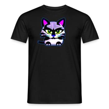 Chat de mauvaise humeur aux couleurs vives - T-shirt homme - noir - Devant - AI Model Male 178 light (178cm)