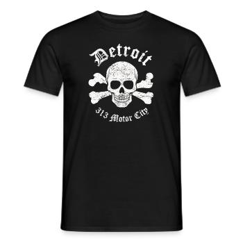 Vintage Retro Detroit 313 Motor City Schädel Detroit - Männer T-Shirt - Schwarz - Vorne - AI Model Male 178 light (178cm)