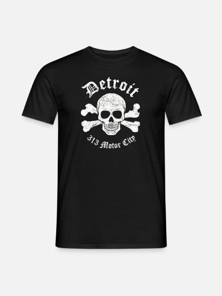 Vintage Retro Detroit 313 Motor City Skull Detroit - Men's T-Shirt - black