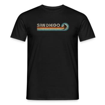 San Diego Surfer Merch Men Surfing San Diego - Men's T-Shirt - black - Front - AI Model Male 178 light (178cm)