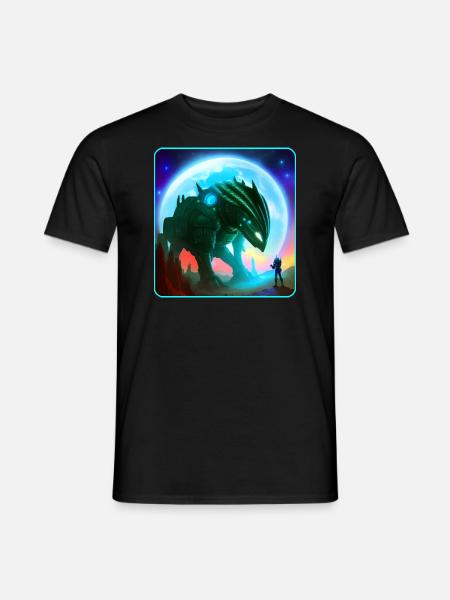 Astronaut and Alien Machine - Men's T-Shirt - black