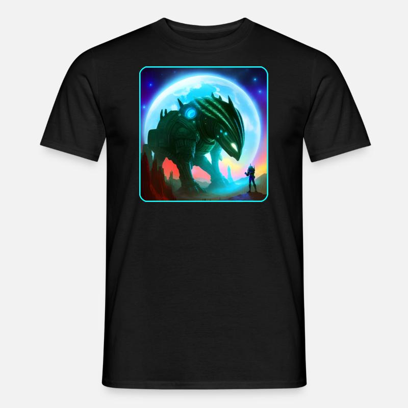 Astronaute et machine extraterrestre - T-shirt homme - noir