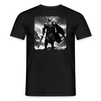 Proud Viking with Horns Helmet Berserker Thor - Men's T-Shirt - black - Front - AI Model Male 178 light (178cm)
