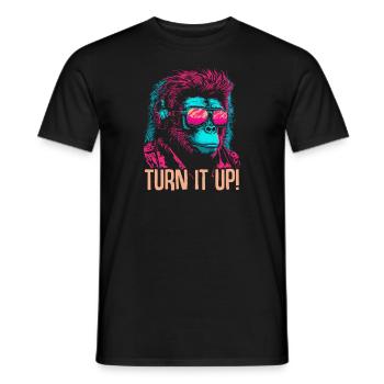 Affe DJ Sonnenbrille Kopfhörer Schimpanse Bunt - Männer T-Shirt - Schwarz - Vorne - AI Model Male 178 light (178cm)