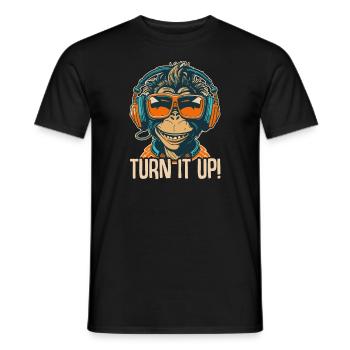Affe DJ Sonnenbrille Kopfhörer Schimpanse Bunt - Männer T-Shirt - Schwarz - Vorne - AI Model Male 178 light (178cm)