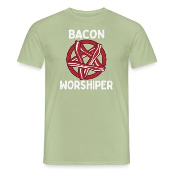 Funny Pentagram Bacon Bacon Lover Gift - Men's T-Shirt - sage - Front - AI Model Male 178 light (178cm)