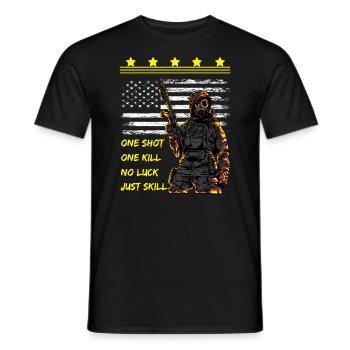 One Shot. One Kill. No Luck. Just Skil. - Männer T-Shirt - Schwarz - Vorne - AI Model Male 178 light (178cm)