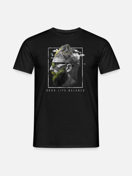 Bergwandern Zubehör Berg Life Balance Forst Shirt - Männer T-Shirt - Schwarz