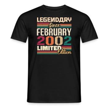 February 2002 birthday present February 2002 - Men's T-Shirt - black - Front - AI Model Male 178 light (178cm)