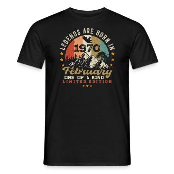 Né en février 1970 anniversaire blague rétro 1970 - T-shirt homme - noir - Devant - AI Model Male 178 light (178cm)