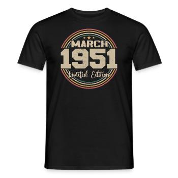 Awesome seit März 1951 Geburtstag 1951 Geschenk - Männer T-Shirt - Schwarz - Vorne - AI Model Male 178 light (178cm)