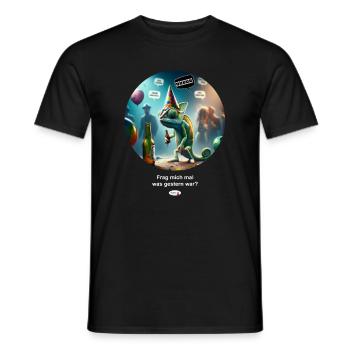 Frag mich mal was gestern war Chamäleon - Männer T-Shirt - Schwarz - Vorne - AI Model Male 178 light (178cm)