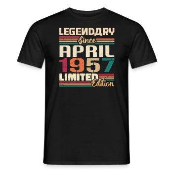 Legenden Werden Im April 1957 Geboren - 1957 - Männer T-Shirt - Schwarz - Vorne - AI Model Male 178 light (178cm)