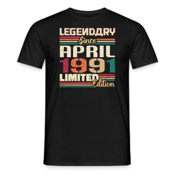 Legends Are Born In April 1991 - 1991 - Men's T-Shirt - black - Front - AI Model Male 178 light (178cm)