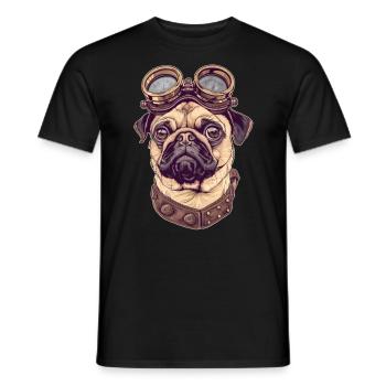 Steampunk Mops - Männer T-Shirt - Schwarz - Vorne - AI Model Male 178 light (178cm)