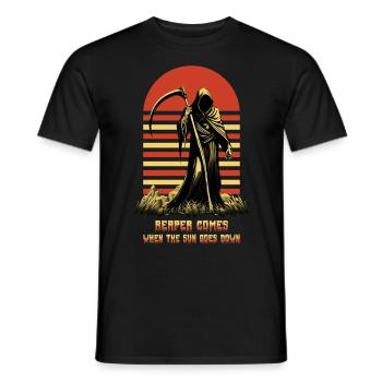 Reaper comes when the Sun goes down - Men's T-Shirt - black - Front - AI Model Male 178 light (178cm)