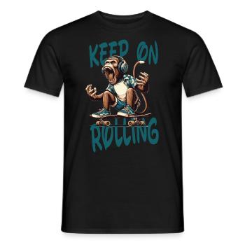 keep on rolling skate skateboard skater summer - Men's T-Shirt - black - Front - AI Model Male 178 light (178cm)
