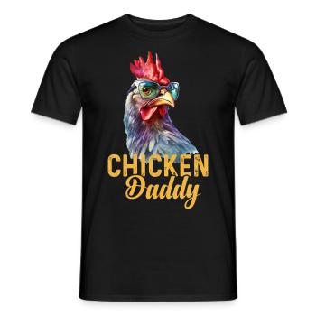 Un drôle de papa poulet avec des lunettes de soleil - T-shirt homme - noir - Devant - AI Model Male 178 light (178cm)