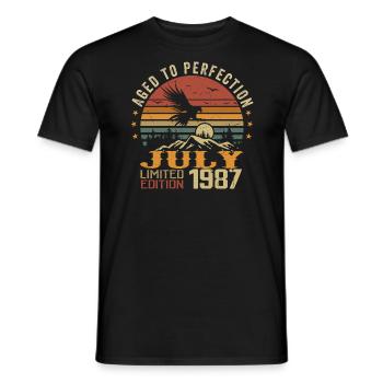 Vintage July 1987 Anniversary July 1987 - Men's T-Shirt - black - Front - AI Model Male 178 light (178cm)