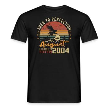 Millésime Août 2004 Cadeau Anniversaire Août 2004 - T-shirt homme - noir - Devant - AI Model Male 178 light (178cm)