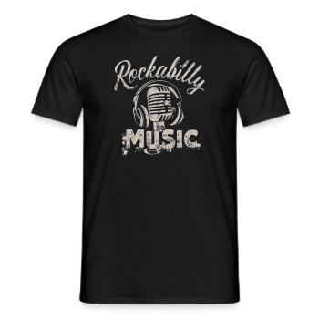 Rockabilly Music Old School Mikrofon Vintage Retro - Männer T-Shirt - Schwarz - Vorne - AI Model Male 178 light (178cm)