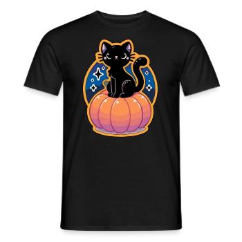 The Cat and the Pumpkin - Men's T-Shirt - black - Front - AI Model Male 178 light (178cm)