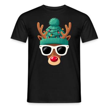 Weihnachts Rentier mit roter Nase - Männer T-Shirt - Schwarz - Vorne - AI Model Male 178 light (178cm)