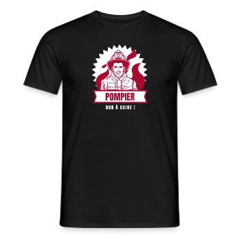 POMPIER, DUR À CUIRE ! - T-shirt homme - noir - Devant - AI Model Male 178 light (178cm)
