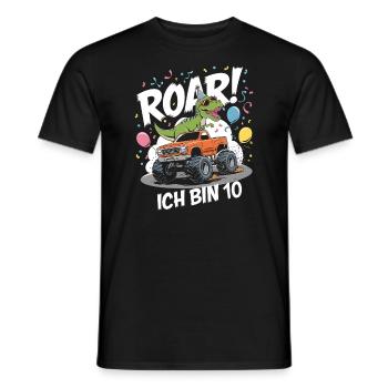 10e anniversaire 10 ans de fan de dinosaure monster truck - T-shirt homme - noir - Devant - AI Model Male 178 light (178cm)