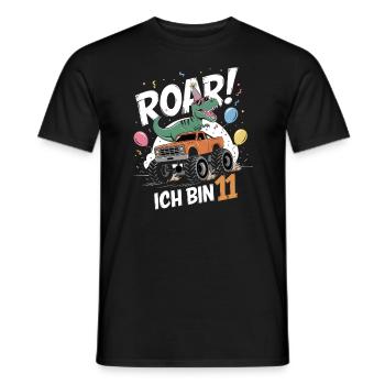 11. Geburtstag 11 Jahre Dino Monstertruck Fan - Männer T-Shirt - Schwarz - Vorne - AI Model Male 178 light (178cm)