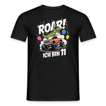 11. Geburtstag 11 Jahre Dino Monstertruck Fan - Männer T-Shirt - Schwarz - Vorne - AI Model Male 178 light (178cm)